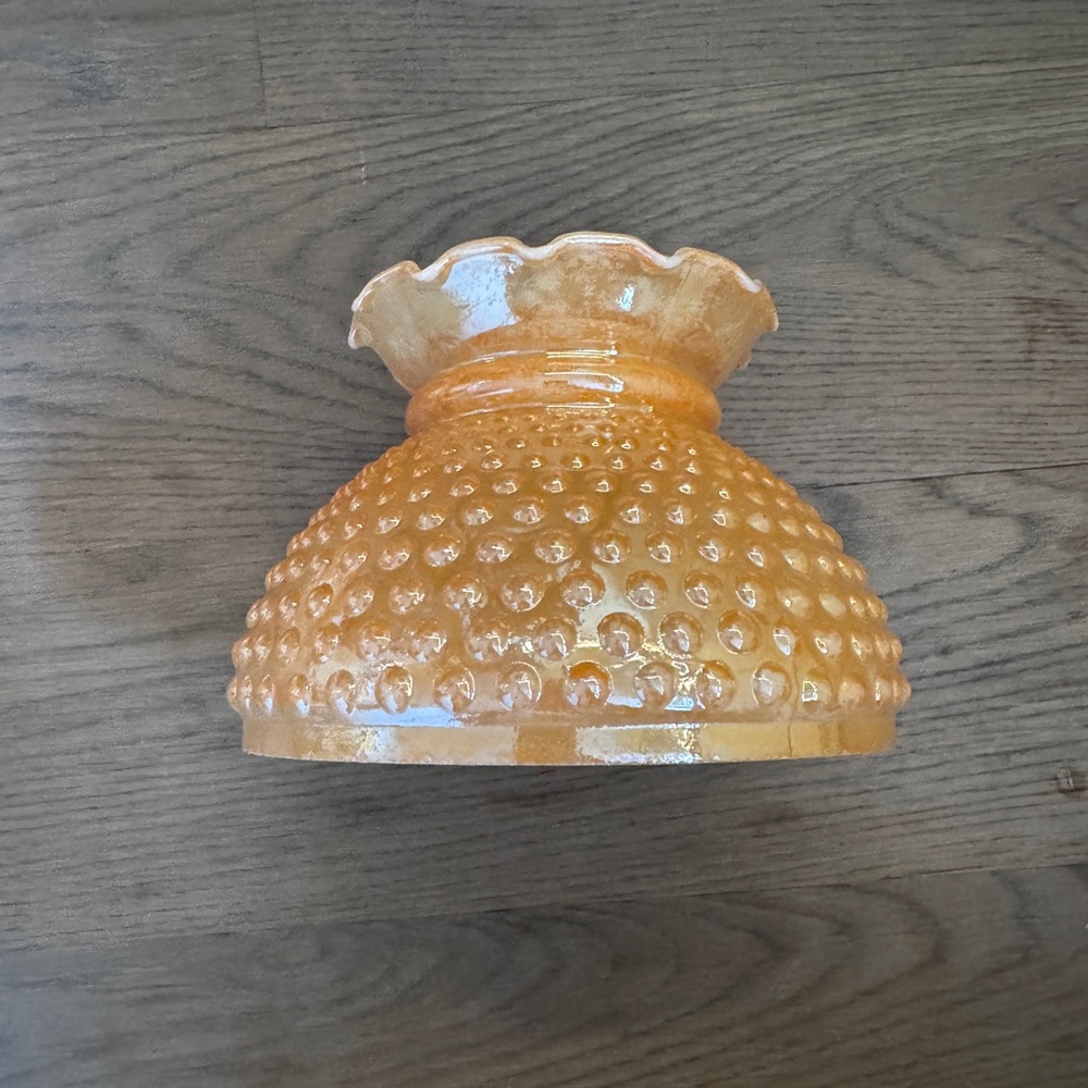 Vintage Hobnail Iridescent Orange Glass Lampshade